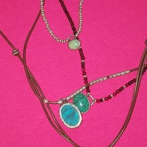 n/a Jewelry - 925 beautiful leather necklace turquoise stones n/a Jewelry - 925 beautiful leather necklace turquoise stones
